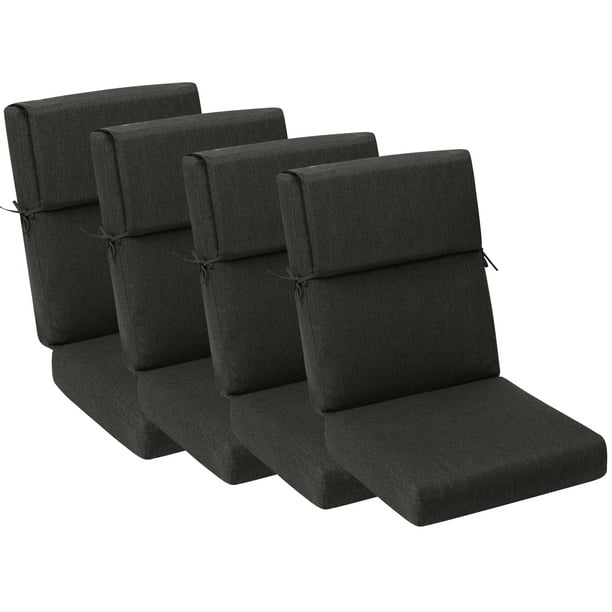 High Back Chair Cushions Set of 4, UV-Protected & Water-Resistant, 46x21x4 Inches CUSHION Aoodor Charcoal  